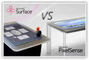 Unités tactiles Microsoft® Surface® 1.0 et 2.0 côte à côte